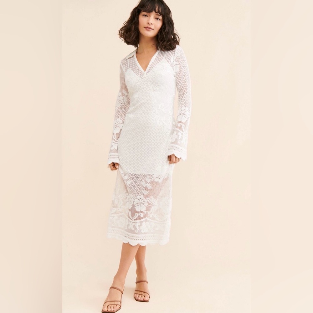 SAYLOR Bellona White Lace Midi Dress